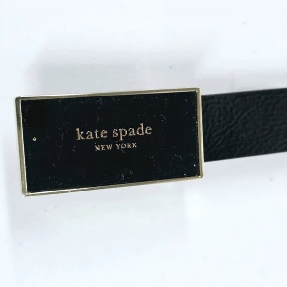 Kate Spade Enamel Plaque Buckle Leather Belt